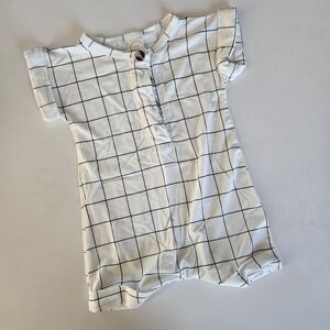 Lou Lou Maxwell Black & White Grid Patterned Romper 3-6m